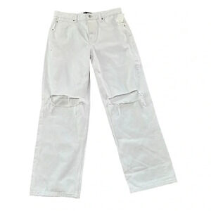 ASOS Design Women’s White Distressed Wide Leg Denim Jeans Size 28/32 NWT